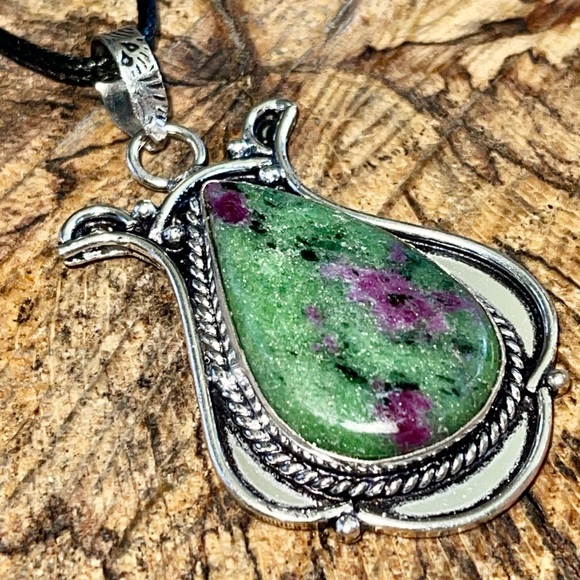 Tanzaniate Ruby Zoisite Pendant 2 1/4” - Picture 5 of 13